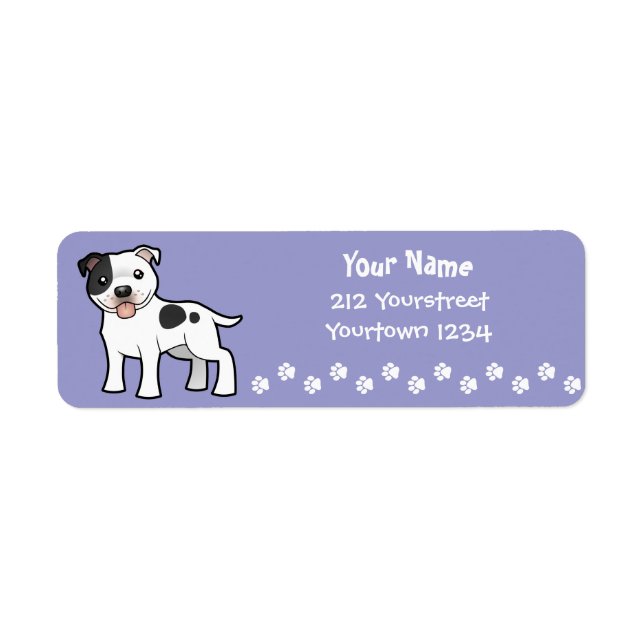 Cartoon Staffordshire Bull Terrier Label (Front)