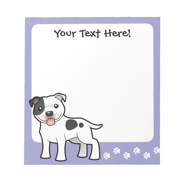 Cartoon Staffordshire Bull Terrier Notepad (Front)