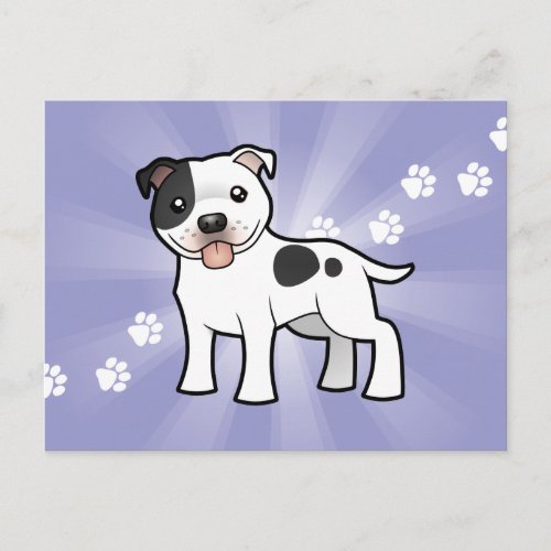 Cartoon Staffordshire Bull Terrier Postcard