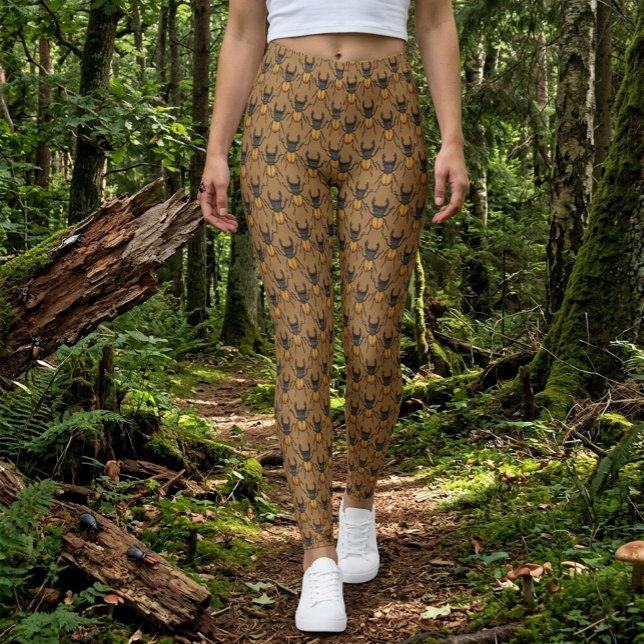 Cartoon Stag Beetle Pattern Leggings (Creator Uploaded)