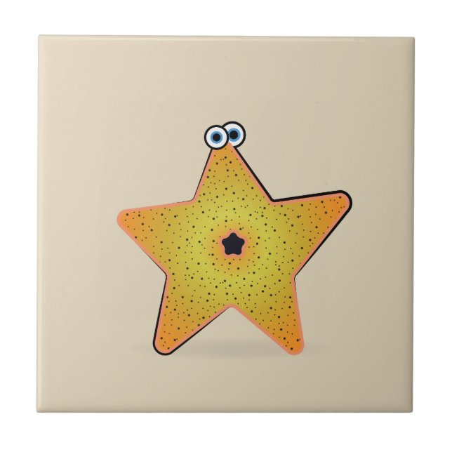 Cartoon Starfish Ceramic Tile (Front)