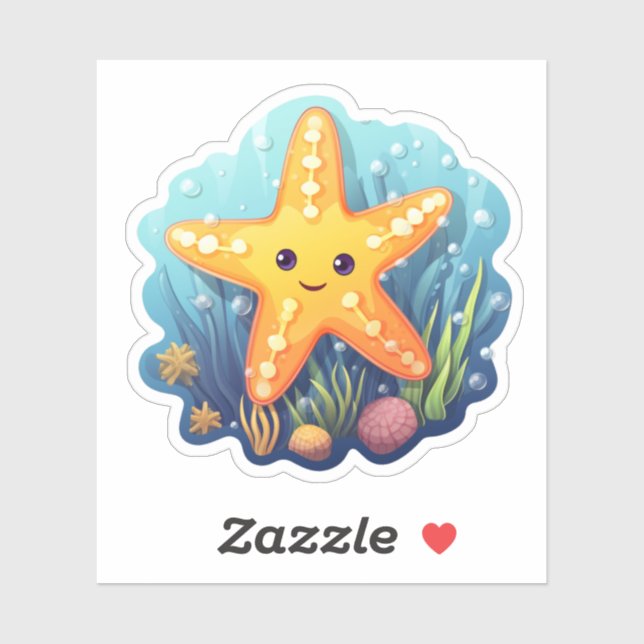 Cartoon starfish illustration sticker (Sheet)