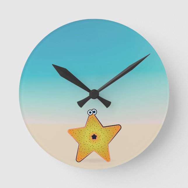 Cartoon Starfish Round Clock (Front)