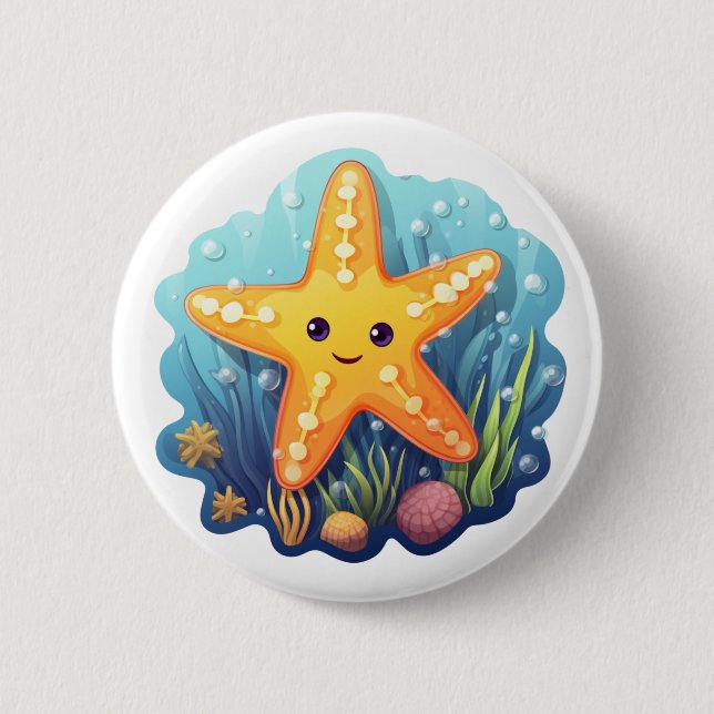 Cartoon stars illustration button (Front)