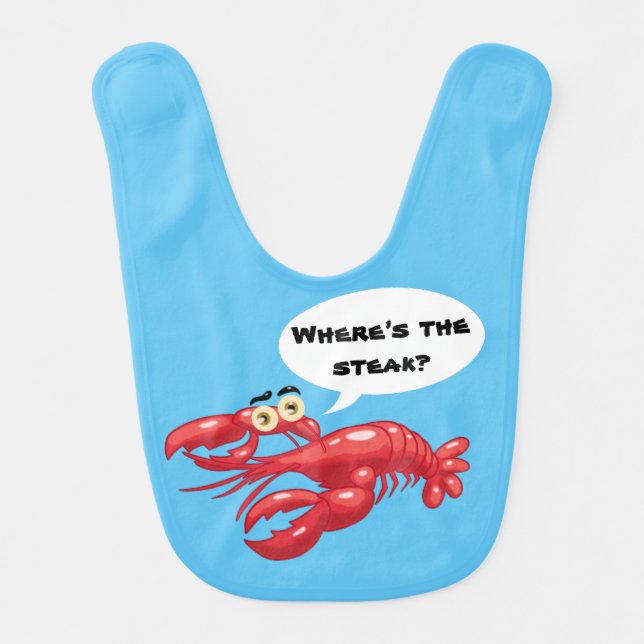 Cartoon Steak and Lobster Baby Bib (Front)