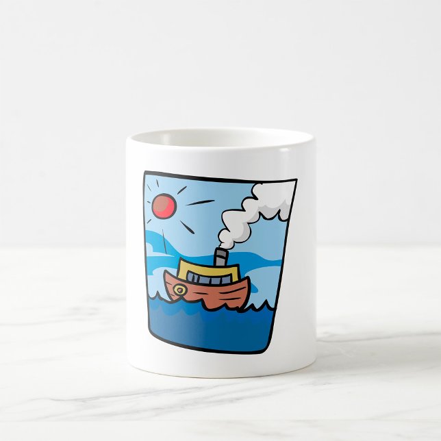 Cartoon Steamship on Ocean Waves Nautical Art  Coffee Mug (Creator Uploaded)