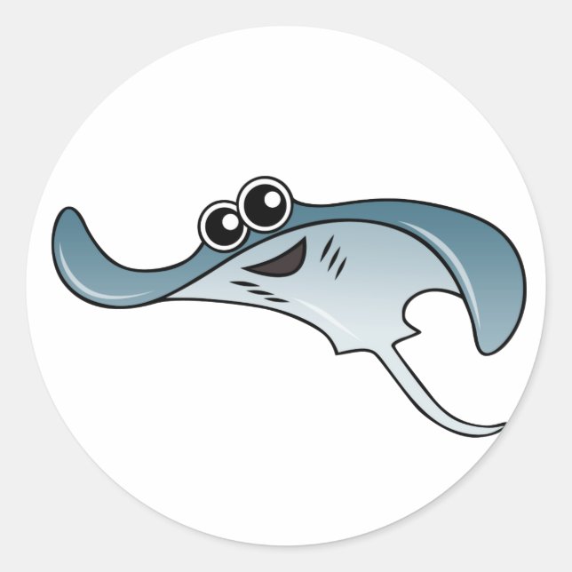 Cartoon Stingray Classic Round Sticker (Front)