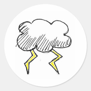 Cartoon Storm Cloud Rainy Day Design Classic Round Sticker