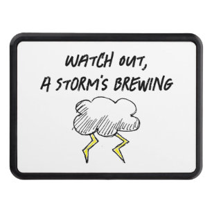 Cartoon Storm Cloud Rainy Day Design Hitch Cover