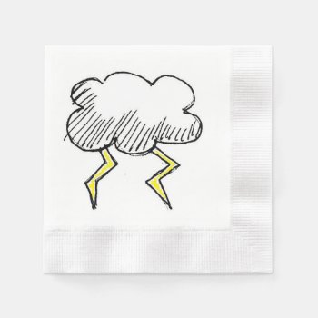 Cartoon Storm Cloud Rainy Day Design Paper Napkins by CorgisandThings at Zazzle