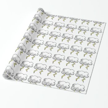 Cartoon Storm Cloud Rainy Day Design Wrapping Paper by CorgisandThings at Zazzle
