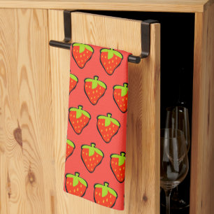 Cartoon Strawberries Red Pattern Kitchen Towel