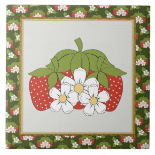 Cartoon Strawberry kitchen or Restraunt tile