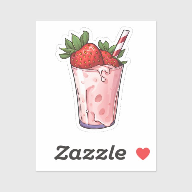 Cartoon strawberry milkshake sticker (Sheet)