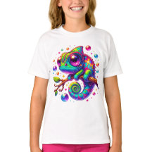 Cartoon Style Chameleon in Rainbow Colors