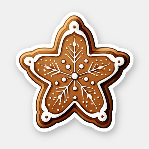 Cartoon Style Christmas Cookie With Snowflake Sticker