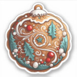 Cartoon Style Cool Round Christmas Desserts Cookie Sticker