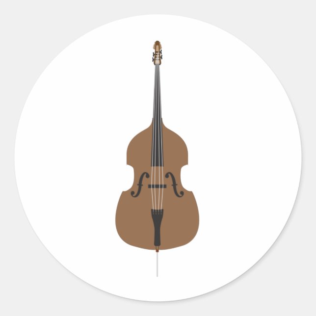 Cartoon Style Double Bass Classic Round Sticker (Front)