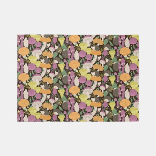 Cartoon Style Funny Mushrooms in Bright Colors     Rug