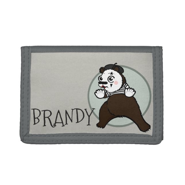 CARTOON STYLE GRIZZLY BEAR MIME TRI-FOLD WALLET (Front)