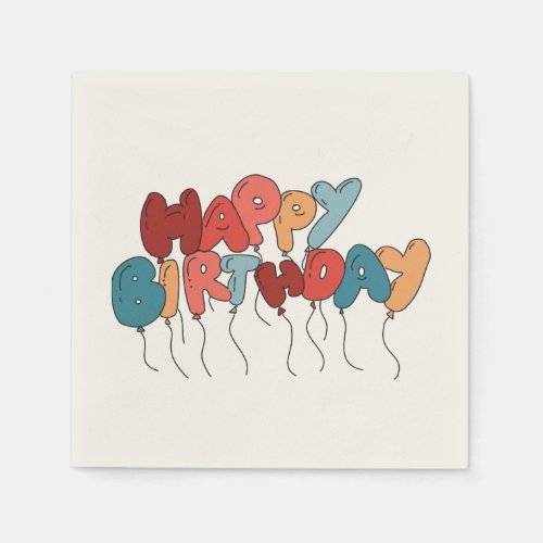 Cartoon Style Happy Birthday Balloon Letters Napkins