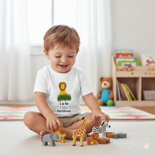 Cartoon Style L is for Lion Alphabet Baby T-Shirt