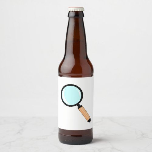 Cartoon Style Magnifying Glass Beer Bottle Label