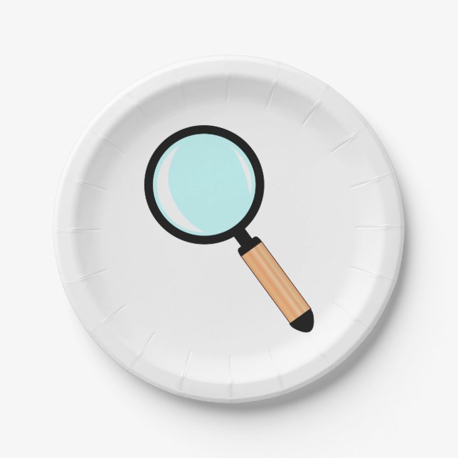 Cartoon Style Magnifying Glass Paper Plates (Front)