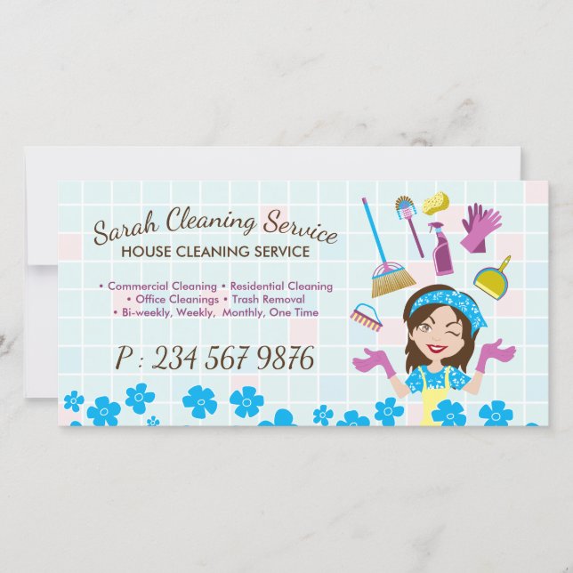 Cartoon Style Maid House Cleaning Service (Front)