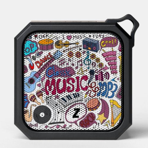 Cartoon Style Musical Instruments Colorful Doodle  Bluetooth Speaker
