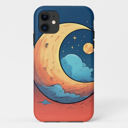 Cartoon style of a moon  iPhone 11 case