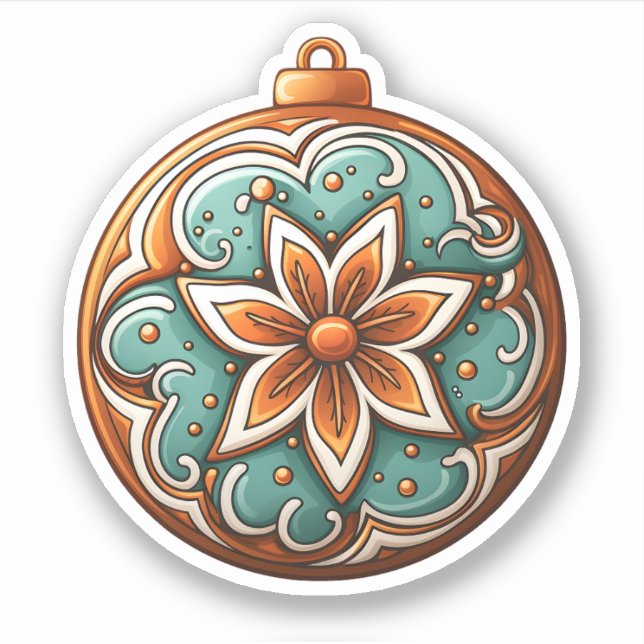 Cartoon Style Round Christmas Cookie With Flower Sticker (Front)