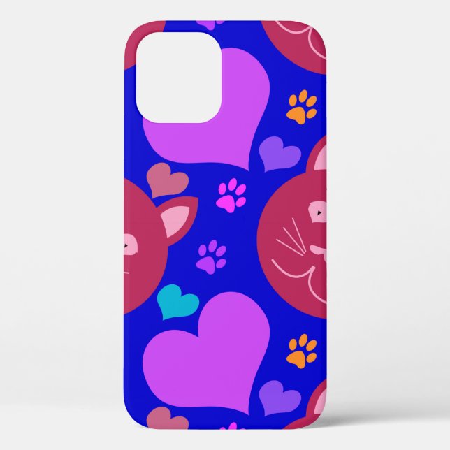 Cartoon style seamless wallpaper with cat face and Case-Mate iPhone case (Back)
