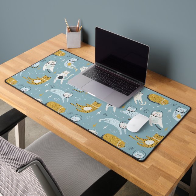 Cartoon Style Space Cats Pattern Desk Mat (Office 2)