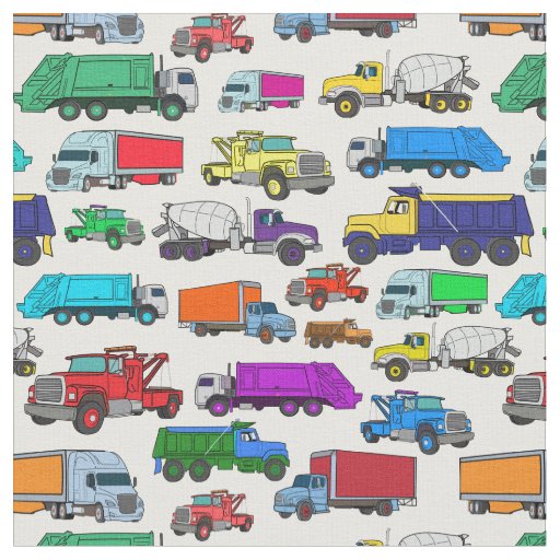 Cartoon-style Truck Illustrations Fabric