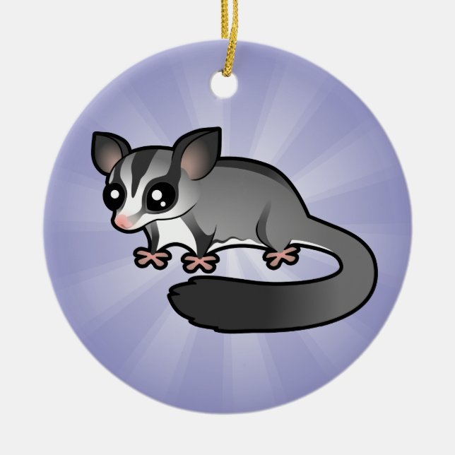 Cartoon Sugar Glider (add your own message) Ceramic Ornament (Front)