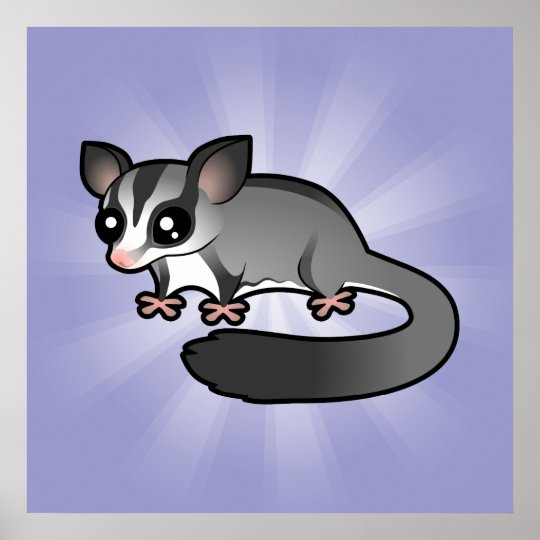 Cartoon Sugar Glider Poster | Zazzle.com