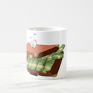 Cartoon Suitcase Full of Money Cash Bundles Coffee Mug