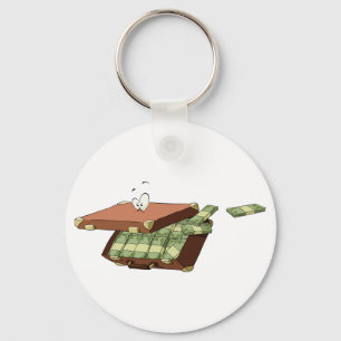 Cartoon Suitcase Full of Money Cash Bundles Keychain