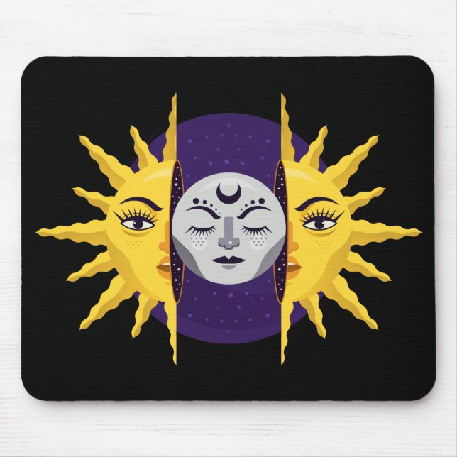 Cartoon Sun and Moon Symbol Mouse Pad (Front)