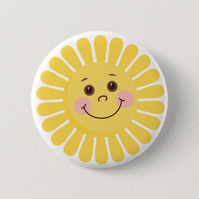 Cartoon Sun Pinback Button (Front)