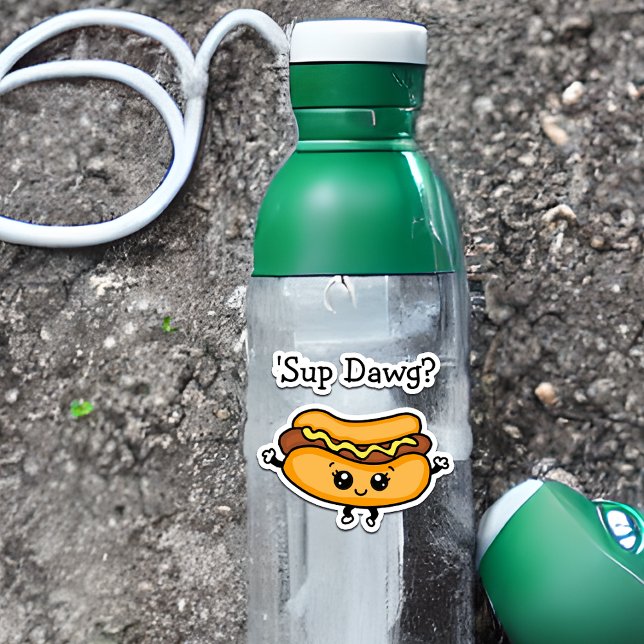 Cartoon Sup Dawg Hotdog Sticker (Creator Uploaded)