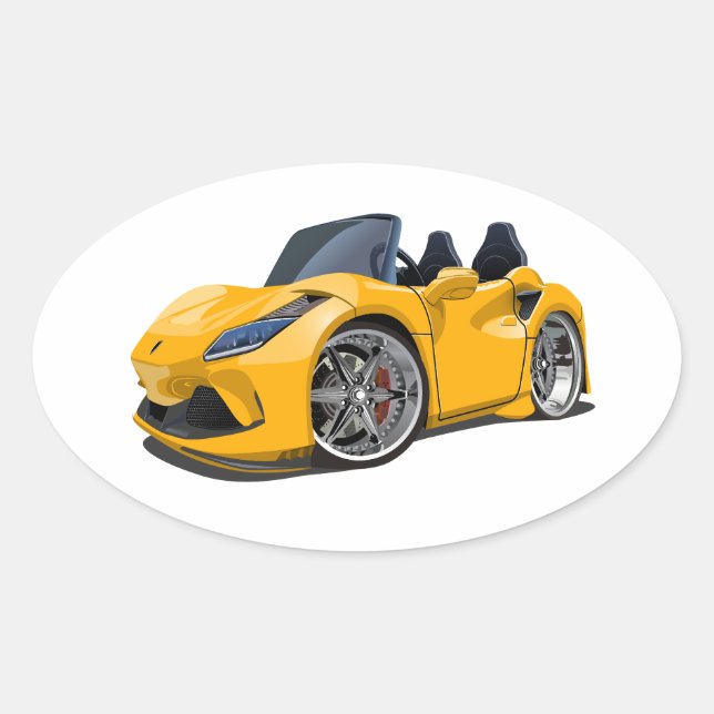 Cartoon super car oval sticker (Front)