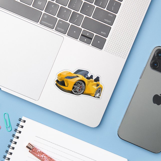 Cartoon super car sticker (Laptop w/ iPhone)