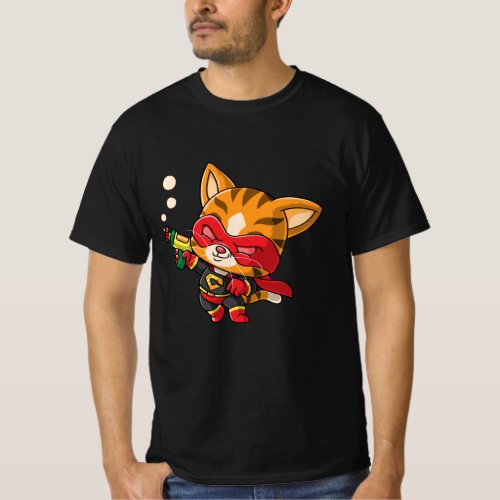 Cartoon super hero cat T_Shirt