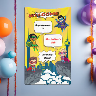Cartoon Superhero Modern Colorful Birthday Welcome Banner
