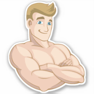 Cartoon Surfer Dude Beach Boy Shirtless Muscle Man Sticker