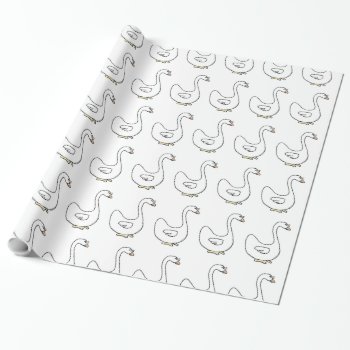 Cartoon Swan Graceful White Bird Design Wrapping Paper by CorgisandThings at Zazzle