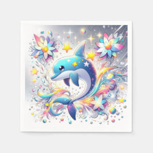 Cartoon Sweet Dolphin Baby Shower Napkins