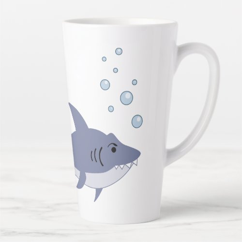 Cartoon Swimming Shark with Name Latte Mug